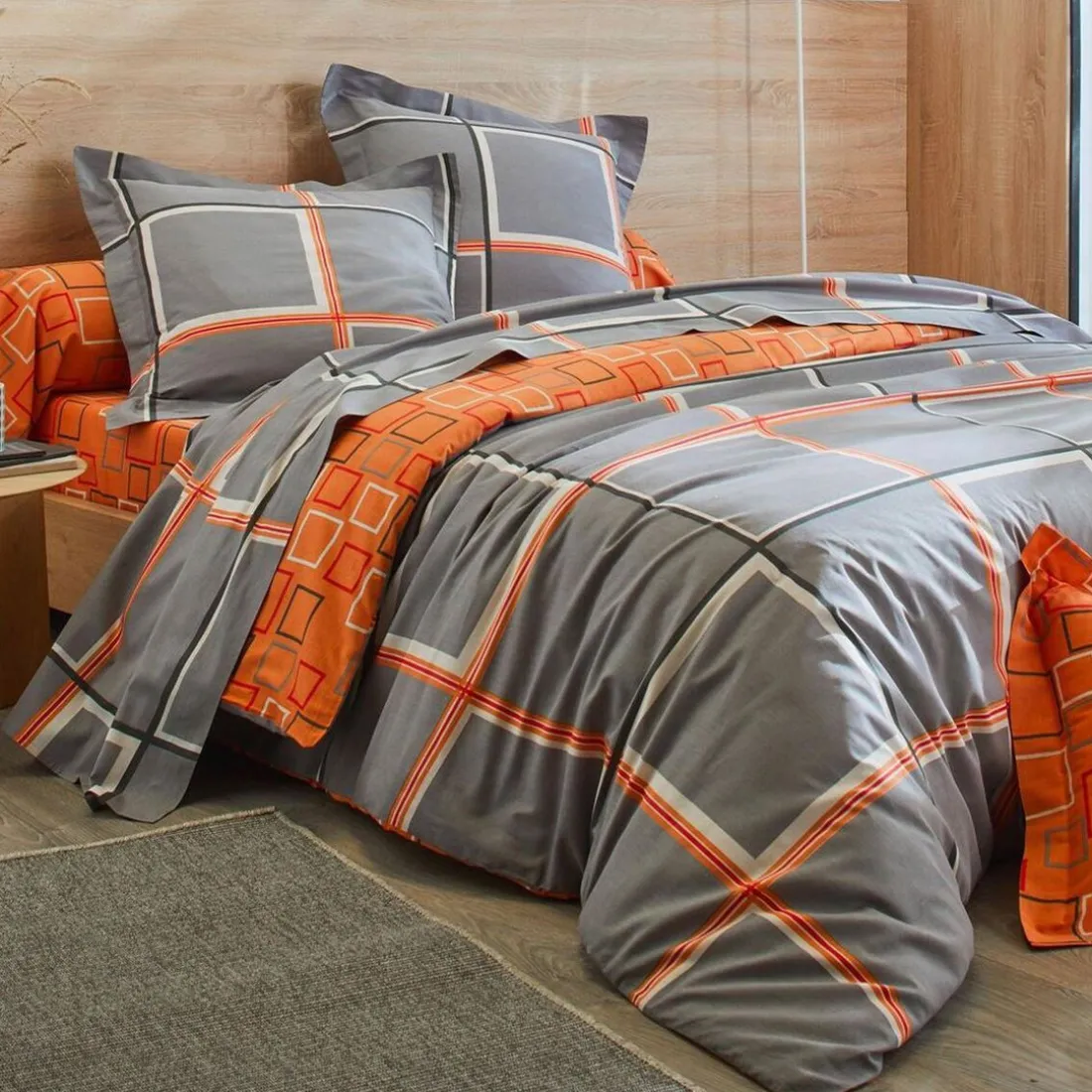 Housse de couette motifs carreaux - Multicolore