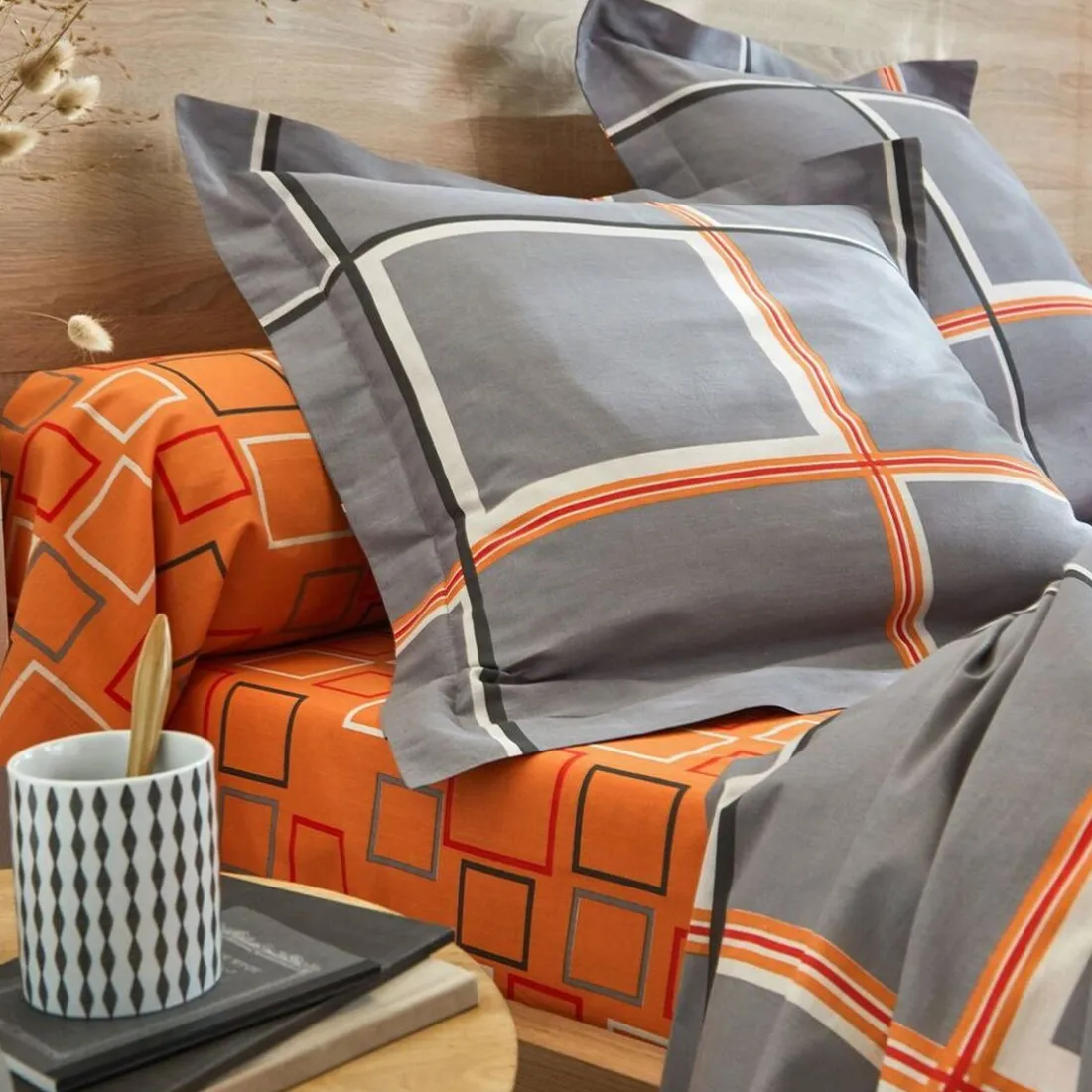 Housse de couette motifs carreaux - Multicolore