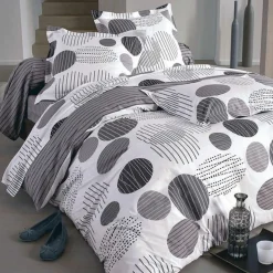 Housse de couette pastille rayées - Gris