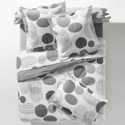 Housse de couette pastille rayées - Gris