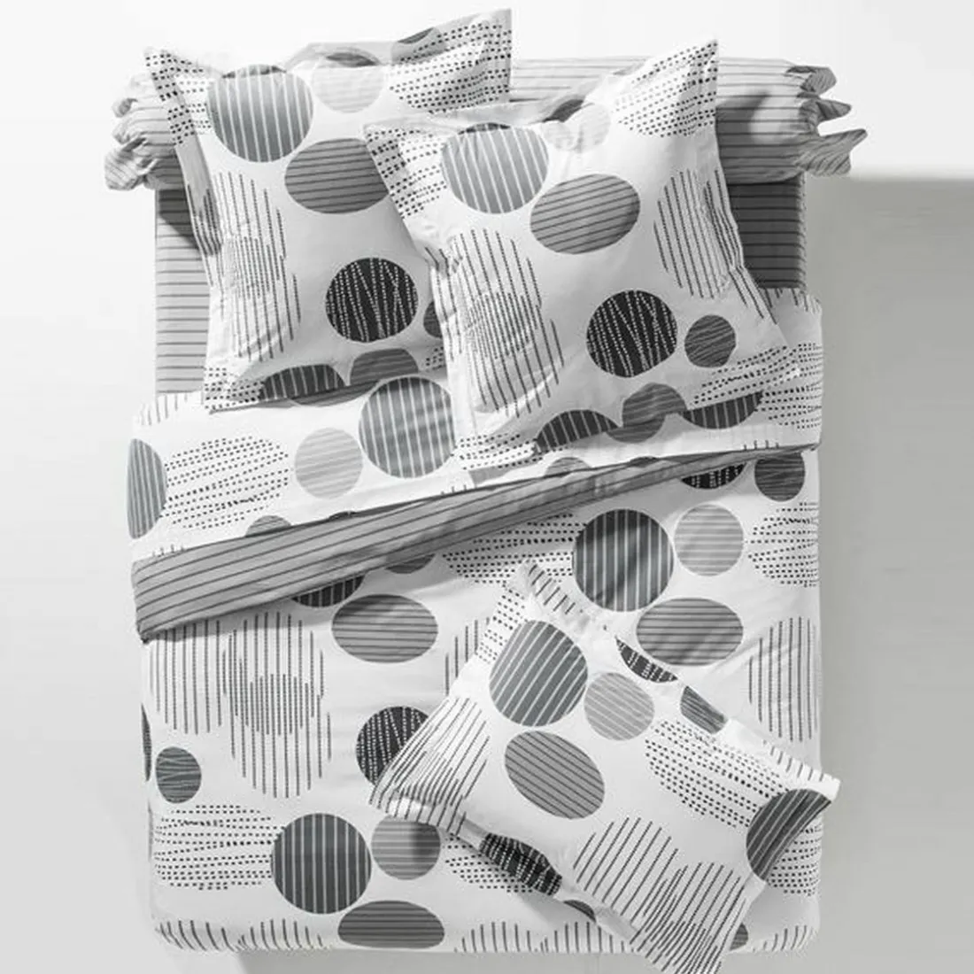 Housse de couette pastille rayées - Gris