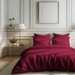 Housse de couette percale coton TERTIO® - Bordeaux Rouge vin