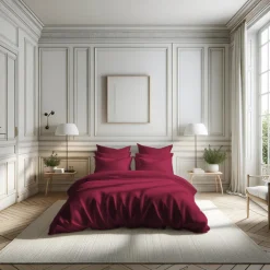 Housse de couette percale coton TERTIO® - Bordeaux Rouge vin