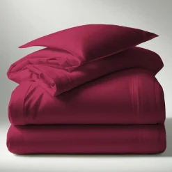 Housse de couette percale coton TERTIO® - Bordeaux Rouge vin