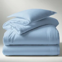 Housse de couette percale de coton TERTIO® - Bleu ciel
