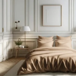 Housse de couette percale de coton TERTIO® - Beige rosé clair