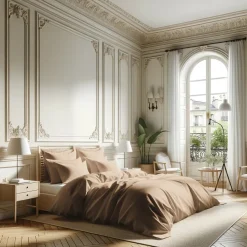 Housse de couette percale de coton TERTIO® - Beige rosé clair