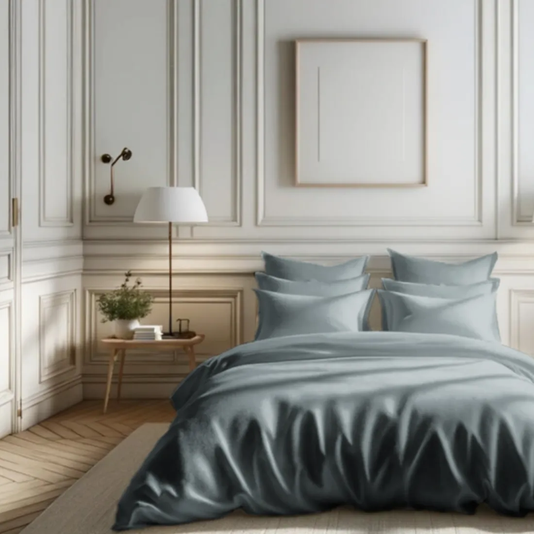 Housse de couette percale de coton TERTIO® - Gris perle