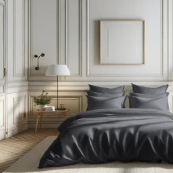 Housse de couette percale de coton TERTIO® - Anthracite