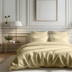 Housse de couette percale de coton TERTIO® - Beige Ficelle