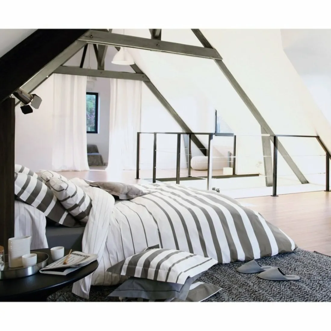 Housse de couette percale GRAND LARGE Acier