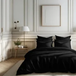 Housse de couette percale de coton TERTIO® - Noir