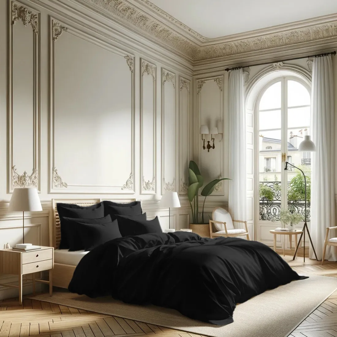 Housse de couette percale de coton TERTIO® - Noir