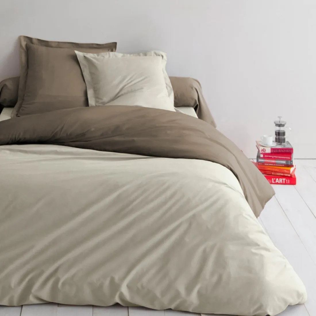 Housse de couette polycoton TERTIO® - Lin/Taupe