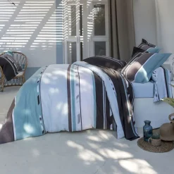 Housse de couette rayures fantaisie - bleu