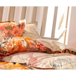 Housse de couette réversible JULLIETTE orange en coton