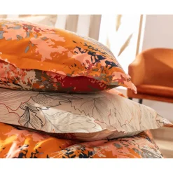 Housse de couette réversible JULLIETTE orange en coton
