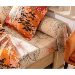 Housse de couette réversible JULLIETTE orange en coton