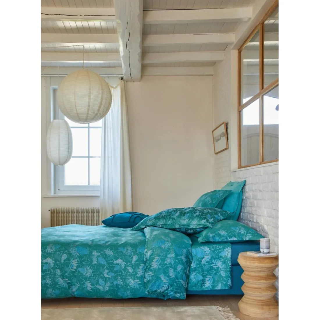 Housse De Couette Sac 2 Faces LUPINS Emeraude
