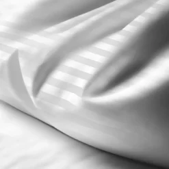 Housse De Couette satin de Coton rayé TERTIO® - Blanc