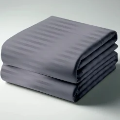 Housse de couette satin de coton 2 faces uni / rayé TERTIO® - Anthracite