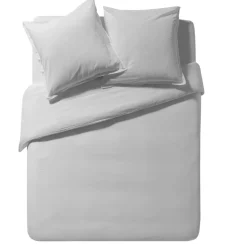 Housse de couette unie en coton lavé, Made in France, SOFT LINE, gris mastic
