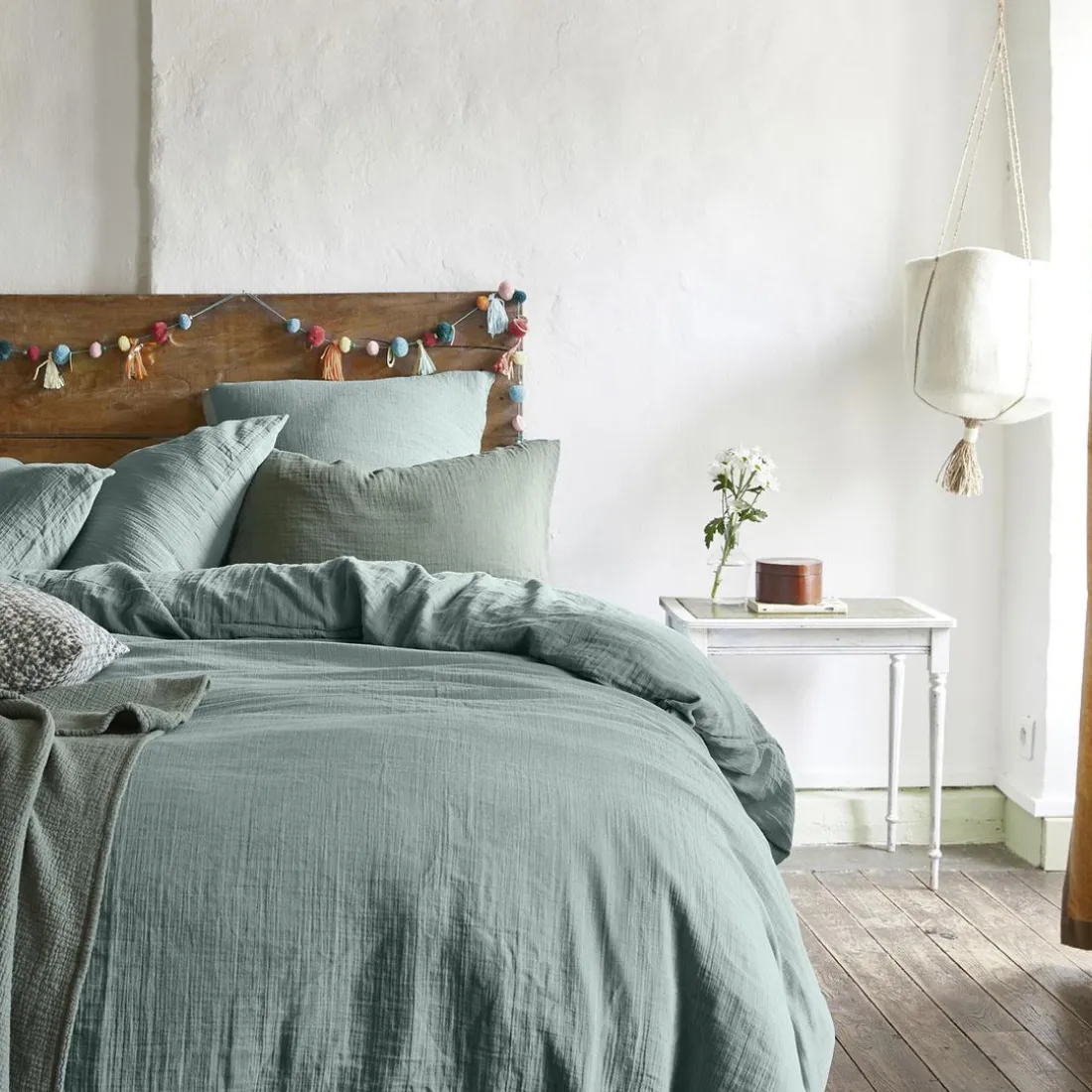 Housse de couette unie en gaze de coton 140x200cm, Tendresse, Essix