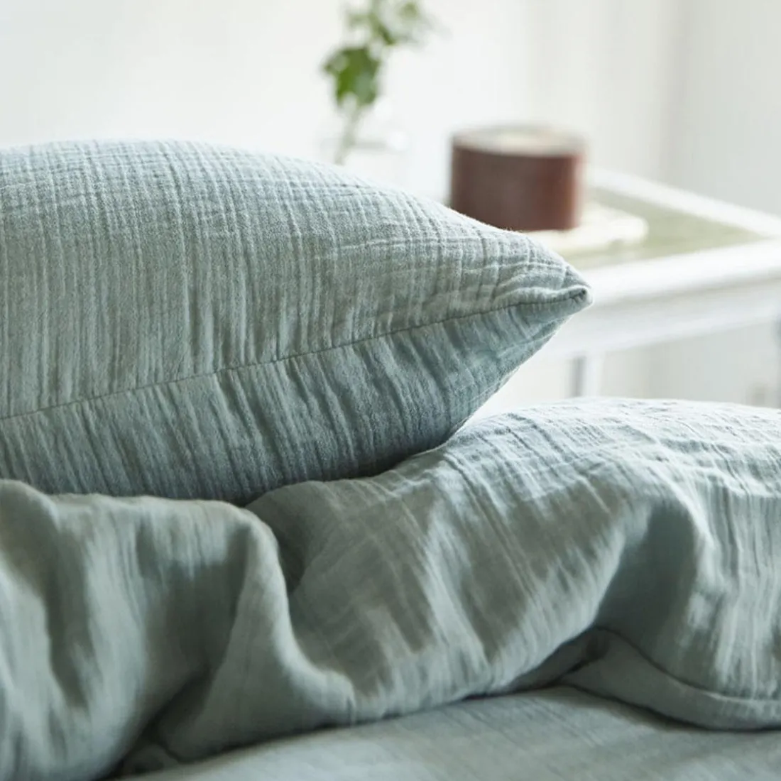Housse de couette unie en gaze de coton 140x200cm, Tendresse, Essix