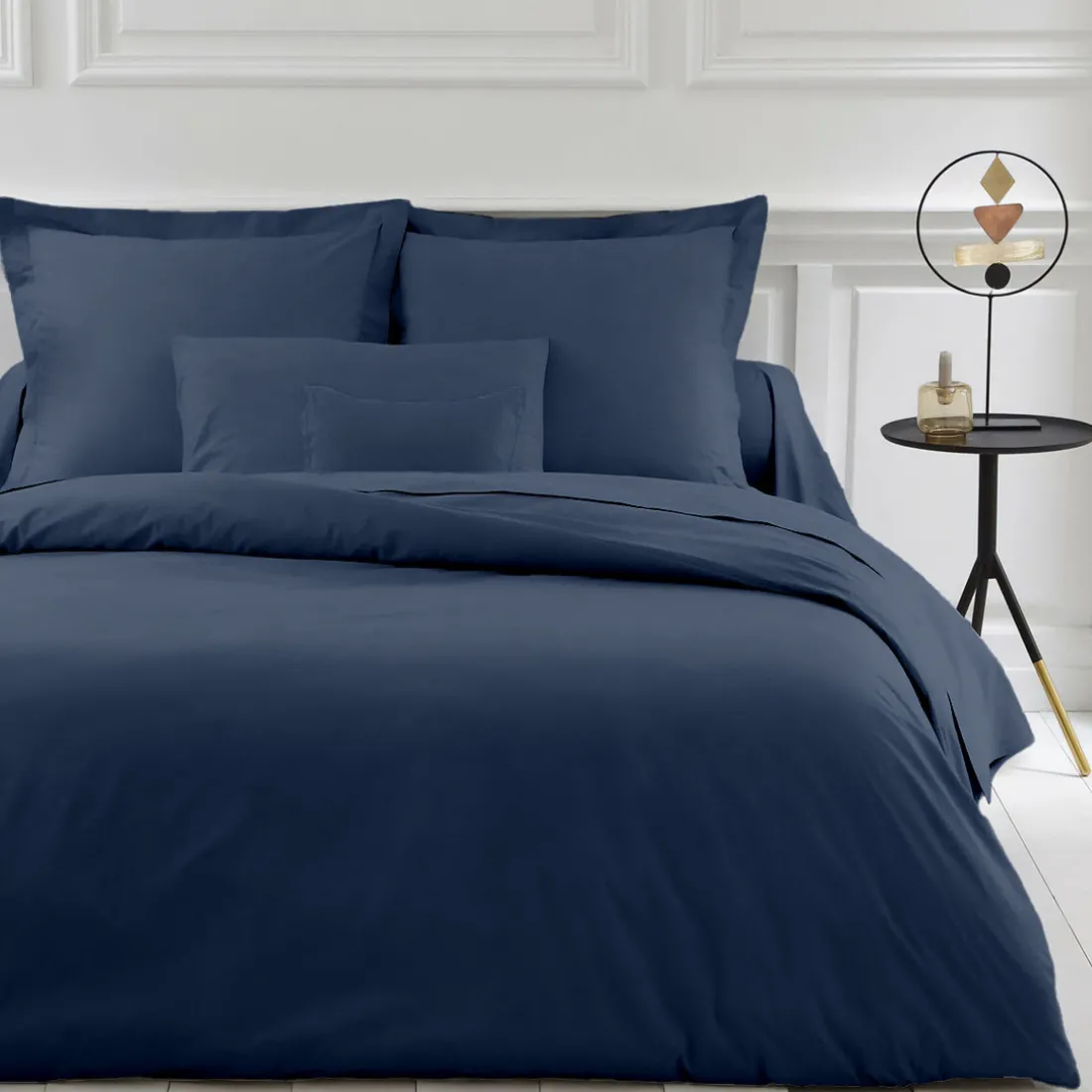 Housse de couette unie polycoton TERTIO® - Bleu Indigo
