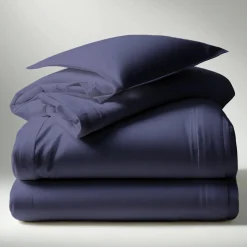 Housse de couette unie polycoton TERTIO® - Bleu Indigo