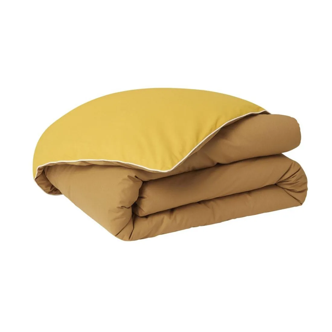 Housse de couette unie réversible Jaune Marron Bons Jours