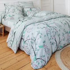 Housse de couette,motif paons et feuillage PARADE NUPTIALE multicolore