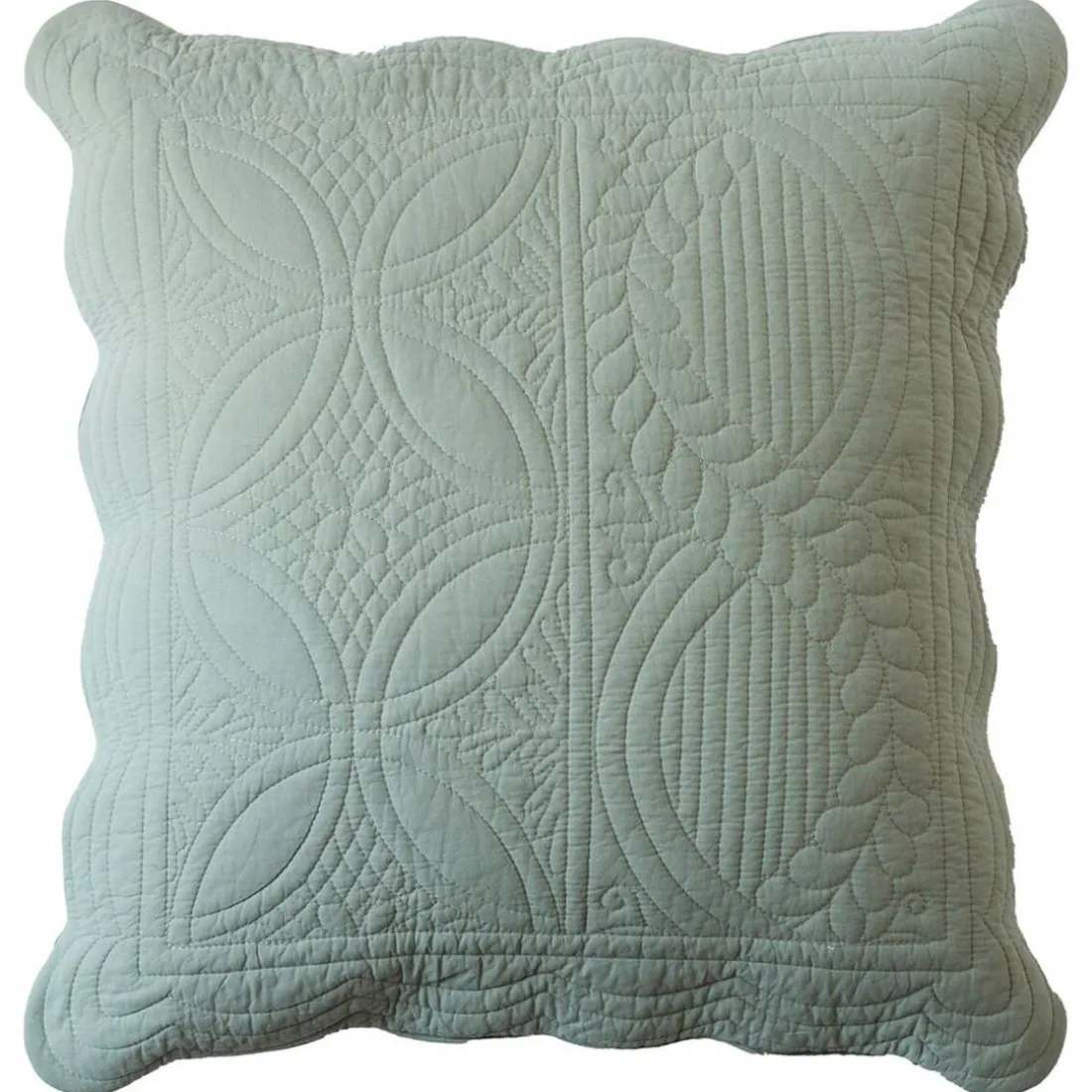 Housse de coussin boutis en coton BAILLARGUES vert amande