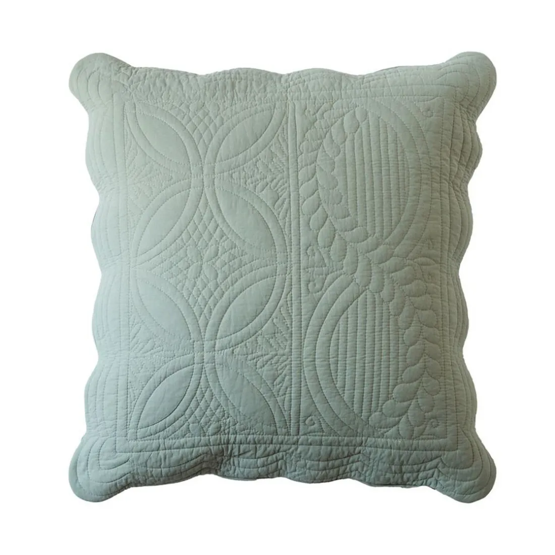 Housse de coussin boutis en coton BAILLARGUES vert amande