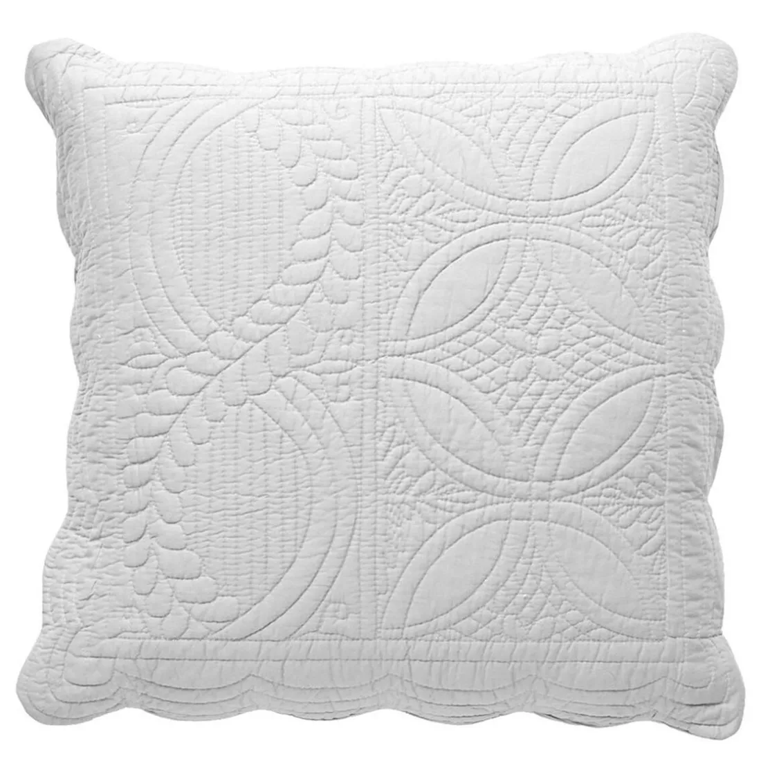 Housse de coussin boutis en coton BAILLARGUES blanc