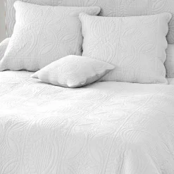 Housse de coussin boutis en coton BAILLARGUES blanc