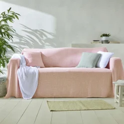 Housse de coussin en gaze de coton CL.WELLS rose poudré