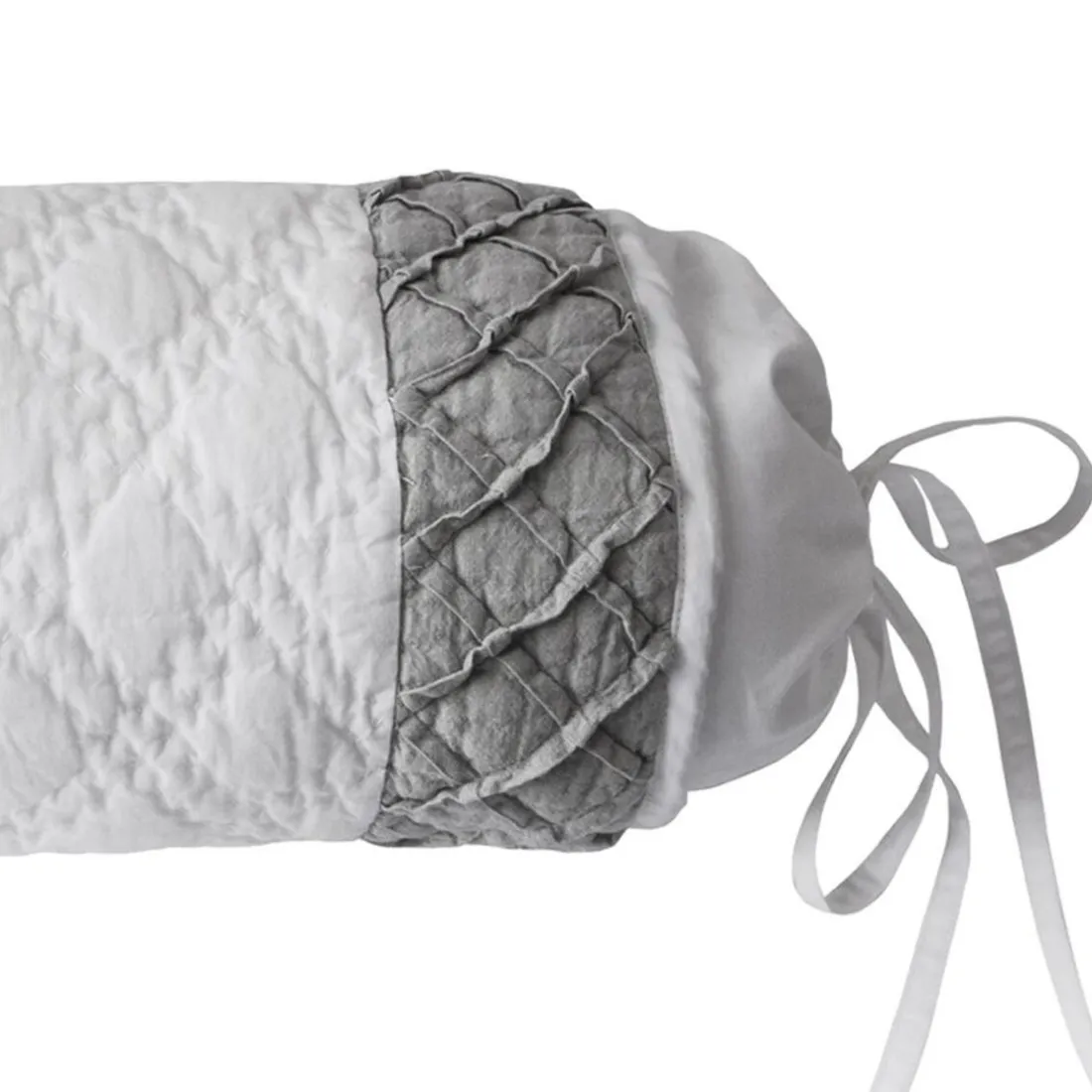 Housse polochon 50xdiam.15 - Blanc - Gris