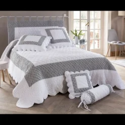 Housse polochon 50xdiam.15 - Blanc - Gris