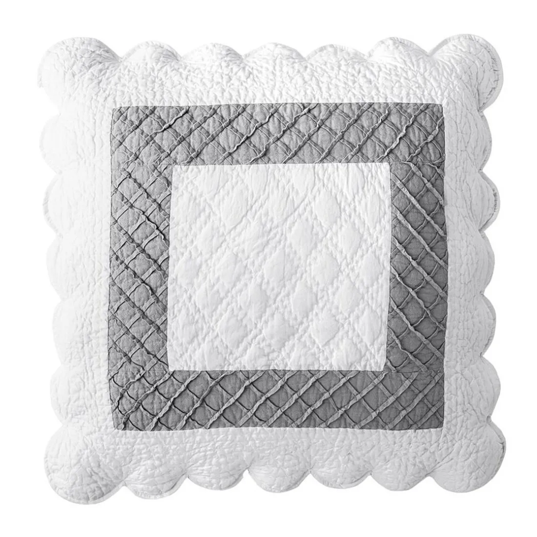 Housse polochon 50xdiam.15 - Blanc - Gris