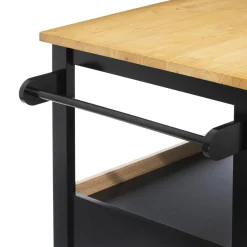 Ilot de cuisine à roulettes bois noir