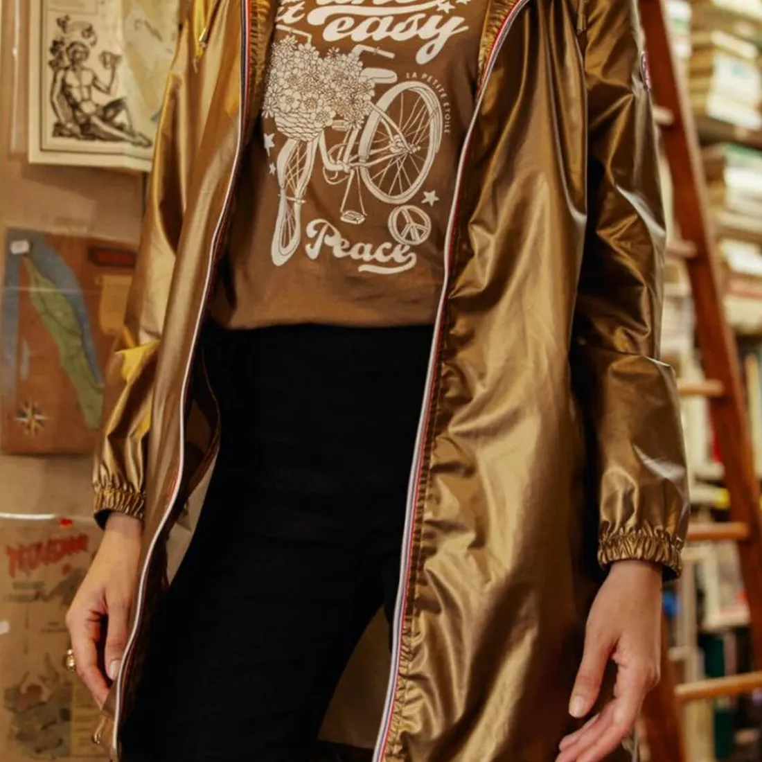 Imperméable à capuche RAINY LONG bronze