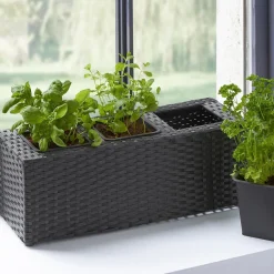 Jardinière herbes aromatiques en résine tressée