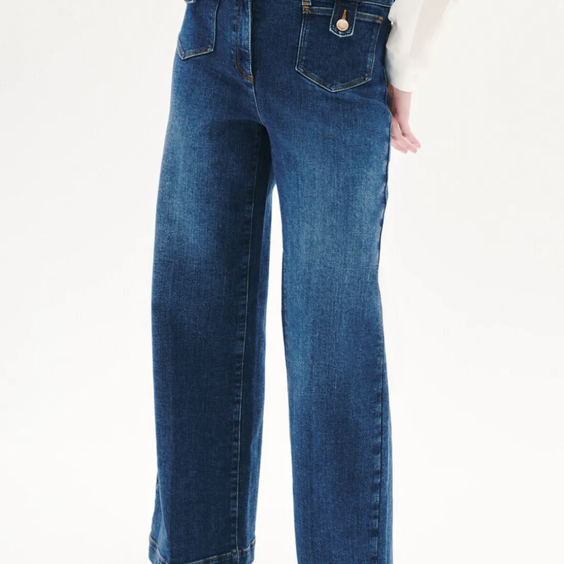 Jean droit bleu en coton