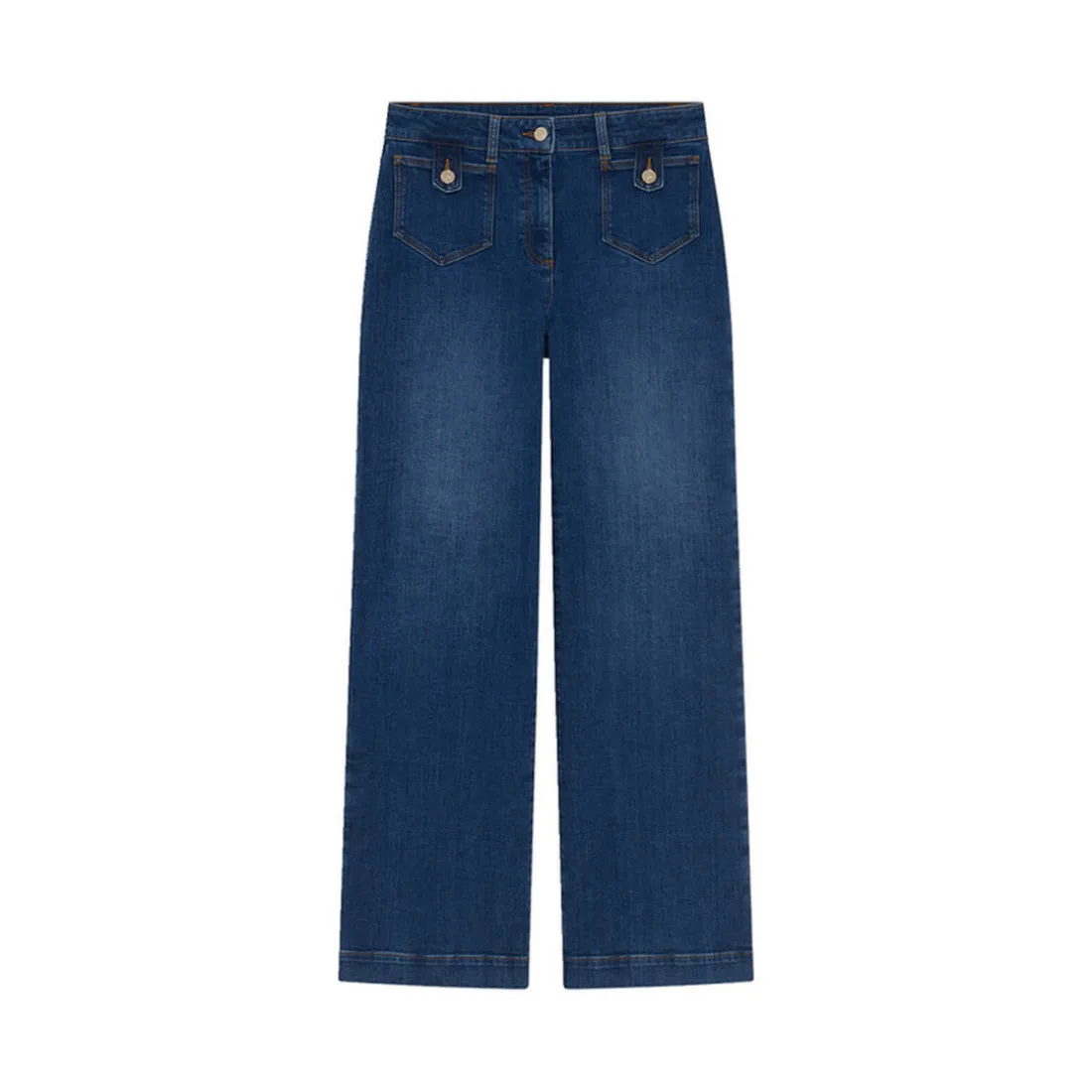 Jean droit bleu en coton