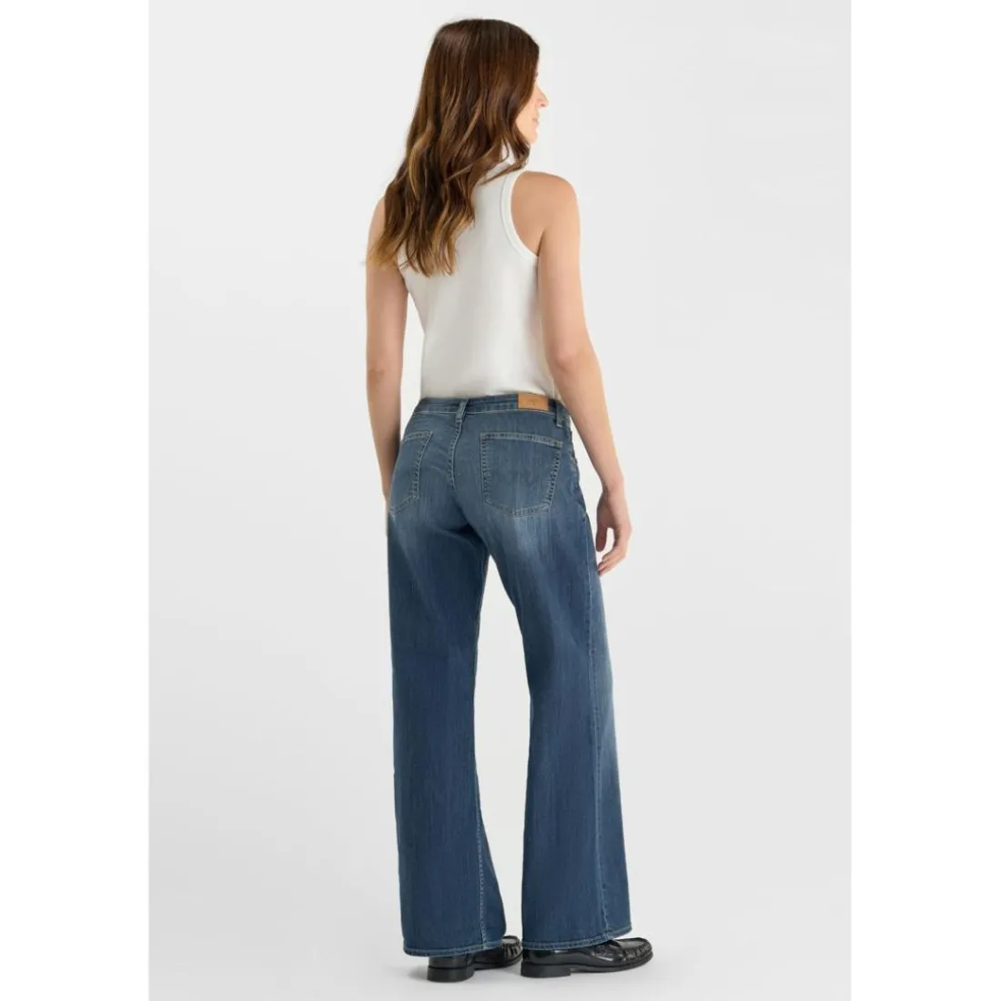 jean droit femme bleu en coton Meg