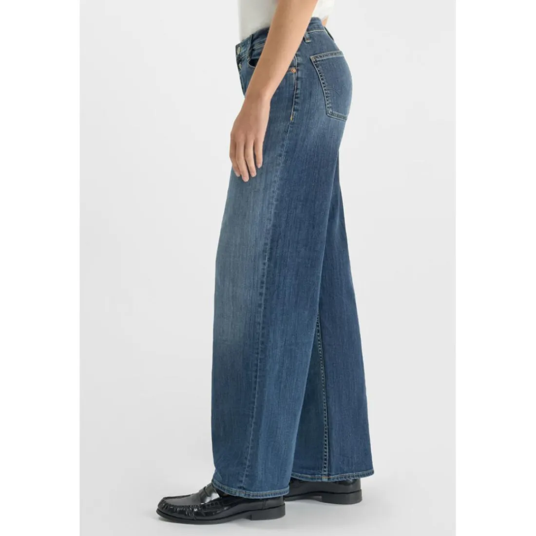 jean droit femme bleu en coton Meg