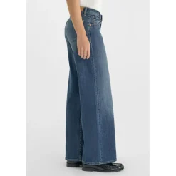 jean droit femme bleu en coton Meg