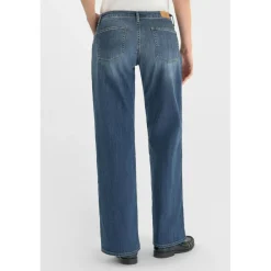 jean droit femme bleu en coton Meg