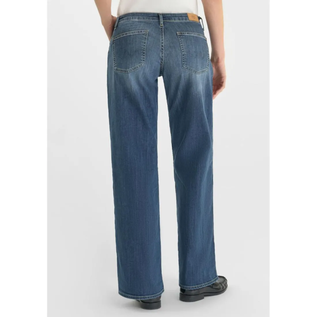 jean droit femme bleu en coton Meg